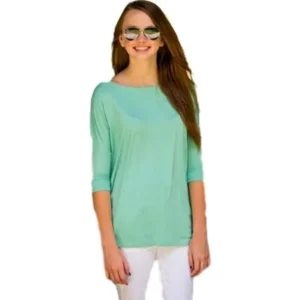 Authentic Piko 3/4 Sleeve Top, Light Turquoise