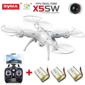 Cheerwing Syma X5SW UAV FPV 2.4Ghz 4CH 6-Axis Gyro RC Qucopter Drone UFO Headless Mode with 0.3MP HD Wifi Camera Support IOS Android RTF+3 Batteries