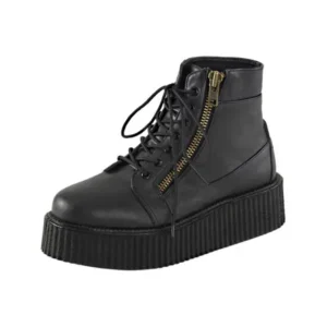 Mens Platform Boots Black Creeper Shoes Lace Up High Top Sneakers 2 In Platform