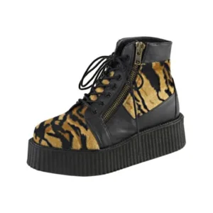 mens animal print boots lace up high top sneakers creepers shoes 2 in platform