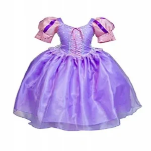 MylittlelizShop Disney Tangled Princess Dress Rapunzel Kids Costume (6, Multi)