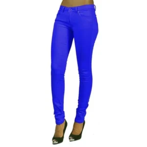 Womens High Fashion 4 Pocket Solid Color Skinny Royal Blue Jeans