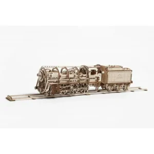 Ugears STEAM LOCOMOTIVE WITH TENDER Mechanical 3D Puzzle Best Eco-Friendly Wooden Gift Set for Kids and Adults