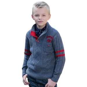 Leo&Lily Little Boys' Kids Wool Blends Casual Pullover Cardigan Sweater 7 Gray