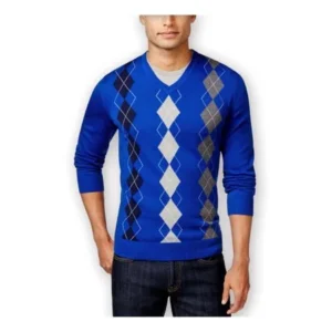 Club Room Mens Argyle Pullover Sweater, blue, Big 2X