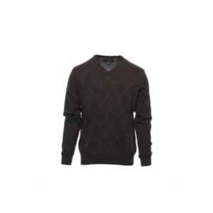 Tasso Elba Mens Brown Argyle V-Neck Sweater