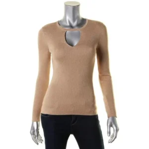 INC Womens Petites Metallic Cutout Pullover Sweater