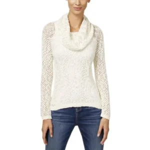 INC Womens Cowl-Neck Metallic Sweater