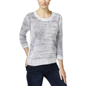Womens Knit Ribbed Trim Pullover Sweater