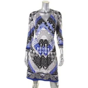 INC Womens Printed Wrap Casual Dress