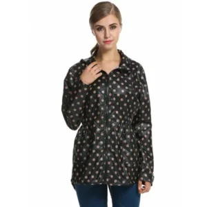 Black Friday BIG SALES Meaneor Fashion Women Girls Dot Raincoat Fishtail Hooded Print Jacket Rain Coat Aphe