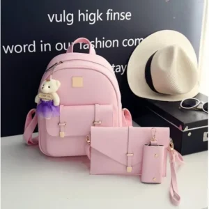 New Fashion Pink Leather Backpack for Girls & Lady, Women's Girls Leather Travel Shoulder Backpack School Rucksack Bags