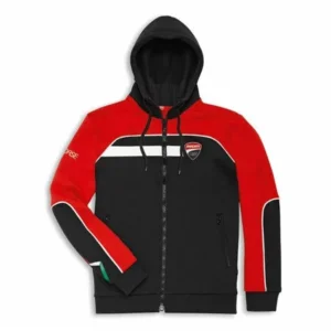 Ducati Corse Zip-Up Hooded Sweatshirt Black Red Hoody Hoodie X-Large