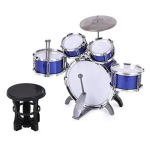 ammoon Children Kids Drum Set Musical Instrument Toy 5 Drums with Small Cymbal Stool Drum Sticks for Boys Girls