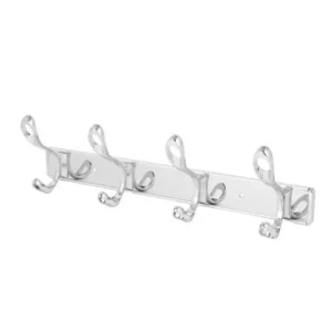 Uxcell Bathroom Square Base 4 Double Hooks Rack Towel Clothes Wall Hanger 350mm Length
