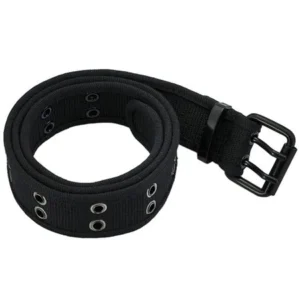 Double Hole Grommets Canvas Web Belt with Forged Black Buckle for Men & Women
