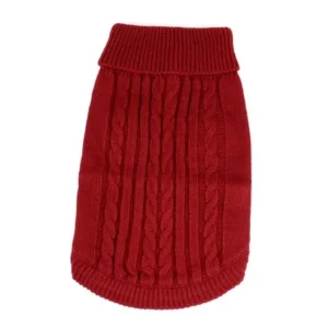 Unique Bargains Twisted Ribbed Cuff Knitwear Apparel Sweater Red Size M for Pet Dog