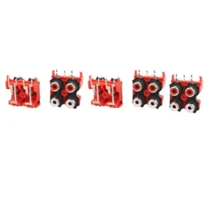 Unique Bargains PCB Mount AV Concentric Outlet Red White 4 RCA Female Socket Board 5 Pcs