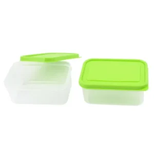 Unique Bargains 2pcs 300mL Green Cap Clear PP Vacuum Bento Lunch Case Container Food Storage Box