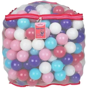 Click N' Play Value Pack of 200 Crush Proof Plastic Play Balls, Phthalate Free BPA Free, 5 Pretty Feminine Colors in Reusable Mesh Storage Bag with Zipper-"LITTLE PRINCESS EDITION"