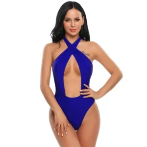 Best Seller Elecmall Women Sexy Cross Halter One Piece Wirefree Padded Solid Swimsuit Elec