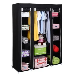 53'' Portable Closet Wardrobe Clothes Rack Storage Organizer With Shelf Black Closet