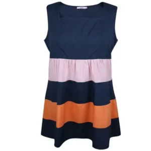 Agnes Orinda Women Plus Size Navy Blue Panel Sweet Style Summer Dress 3X