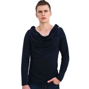 Men's Long Sleeve Autumn Pullover Epaulets Hoodie Tee Shirt