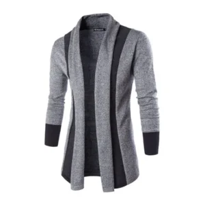 Men's Buttonless Shawl Collar Contrast Color Knit Cardigan