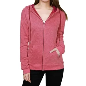 Unique Bargains Women's Kangaroo Pocket Zip Up Long Sleeves Drawstring Hoodie