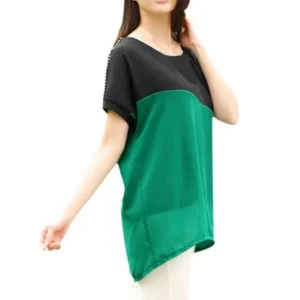 Women Beads Decor Dolman Sleeves Loose Summer Shirt