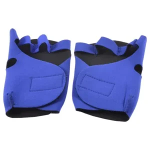 Unique Bargains Climbing Sports Hook Loop Fastener Neoprene Nonslip Fingerless Gloves Blue 2 Pcs