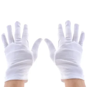 Unique Bargains 2 Pair Anti-static Cotton Full Finger Jewelry Silver Inspection Work Gloves XXS