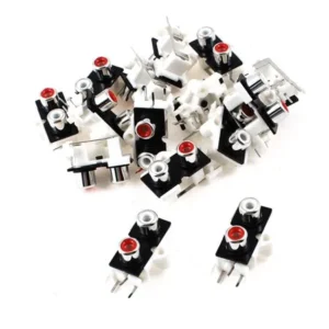 Unique Bargains 15 x PCB Mount AV Concentric Outlet 2 RCA Female Socket Jack Board White Red