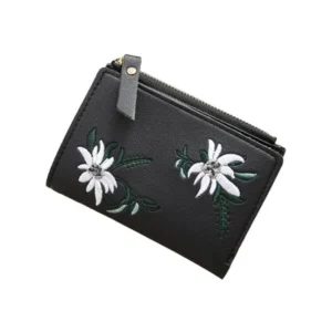 Hot Sale! Wallets For Women Synthetic Leather Embroidery Wallet Zipper Short Money Coin Card Purse VAF