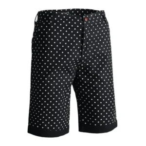 Men's Flap Pockets Cuffed Polka Dot Print Buttoned Chino Shorts