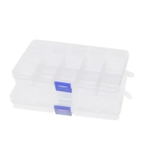 Unique Bargains Clear Plastic 15 Slots Components Jewelry Craft Organizer Storage Case Box 2 Pcs