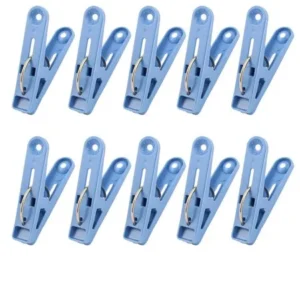 Unique Bargains 10 Pcs Household Plastic Nonslip Multipurpose Clothing Clothespins Clips Blue