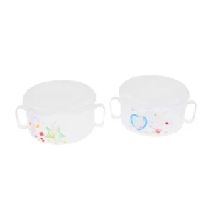 Unique Bargains Plastic Round Kitchen Lunch Dinner Rice Food Storage Container Box Clear 2Pcs