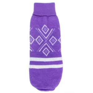 Unique Bargains Pet Puppy Rhombus Pattern Turtleneck Warm Apparel Knitwear Sweater Purple Size M