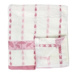 Unique Bargains Terrycloth Umbrella Pattern Bath Towel Washcloths 55Inch Length Pink