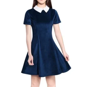 Women's Doll Collar Short Sleeves Fit and Flare Dress