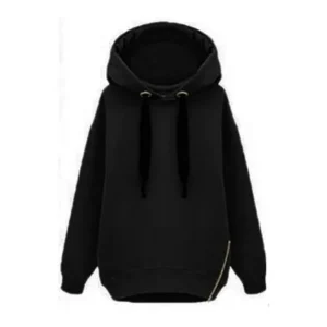 Unique Bargains Women Zipper Side Soft Lined Hooded Dolman Sweatshirt