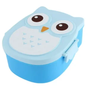 Unique Bargains Cartoon Owl Shape Plastic 2 Compartments Lunch Box Case Food Storage Container