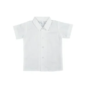 Avery Hill Boys Short Sleeved Simple Dress Shirt in Ivory or White (Baby, Toddler & Little Boys)