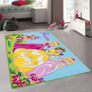 AllStar Purple Rug Kids / Baby Room Area Rug. Princess Bright Colorful Vibrant Blue and Green Colors (4' 11" x 6' 11")