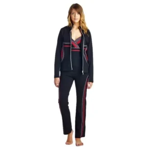 LA Society Womens Yoga Fitness 3 Piece Black/Burgundy/Grey Work Out Suit