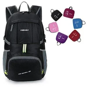 hexin ultralight lightweight waterproof travel backpack daypack black