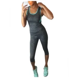 Big Clearance!Women Athletic Gym Yoga Clothes Running Fitness Racerback Tank + Mid-Calf Shorts Sport Suits AMZSE