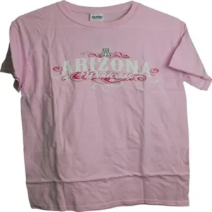 Arizona Wildcats Name Logo Fashion Graphic Pink Ladies Women's T-Shirt (Large)